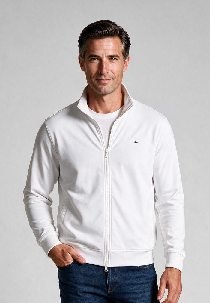 Paul & Shark Stretch Fleece Cotton Full Zip — model detail