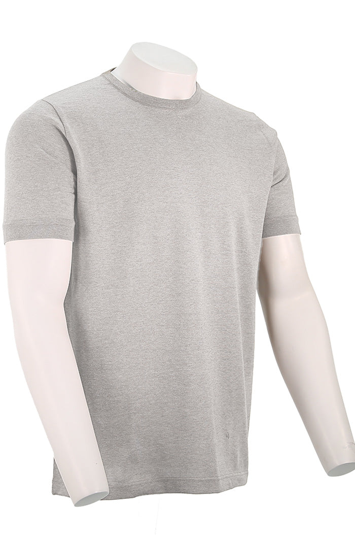 St. Croix - Short Sleeve Crew Tee - Light Grey Marl - Side View - Mondo Uomo - 2319