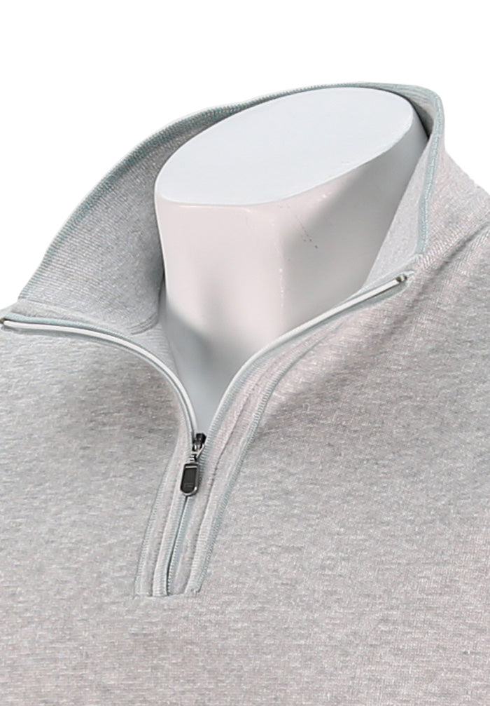 St. Croix Accent Zip Mock, LT GREY MARL