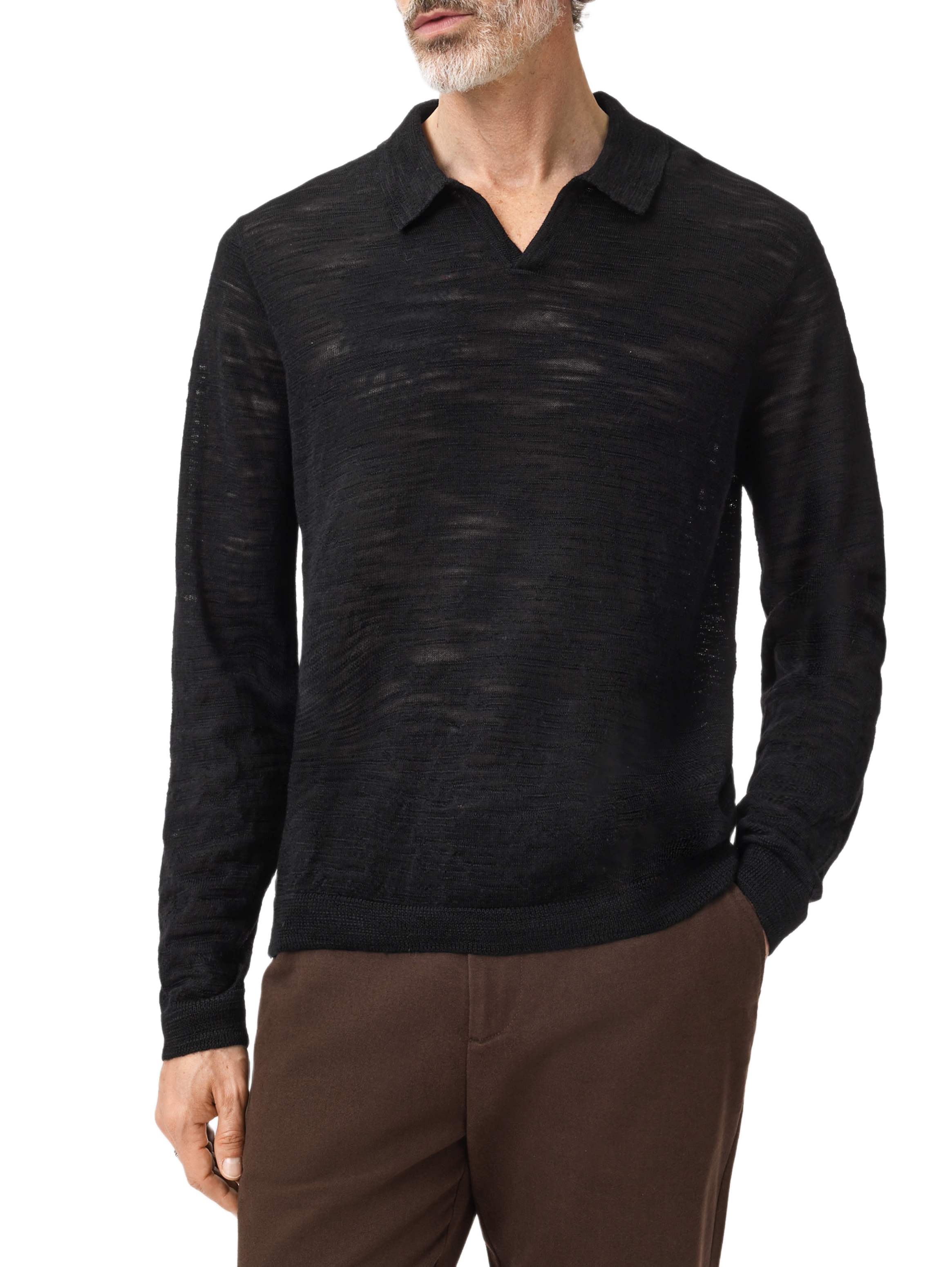 John Varvatos Slub Polo, BLACK