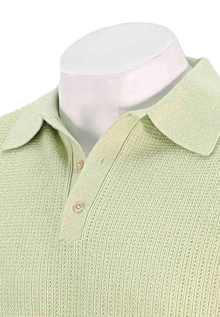 Stenstroms Crochet Polo Pistachio - Premium Short Sleeve Knit