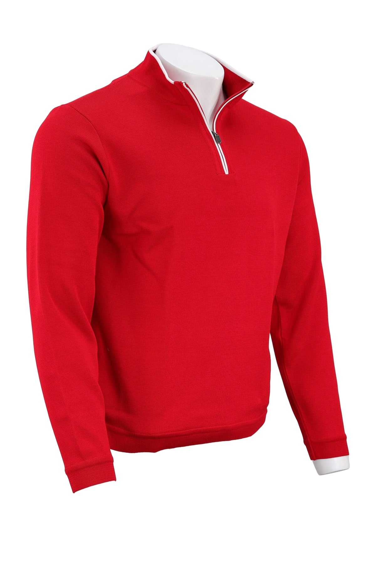 St. Croix - Zip Mock with Tipping - Mens Sweater - Mondo Uomo - Red/White - 4419 - Other Side View