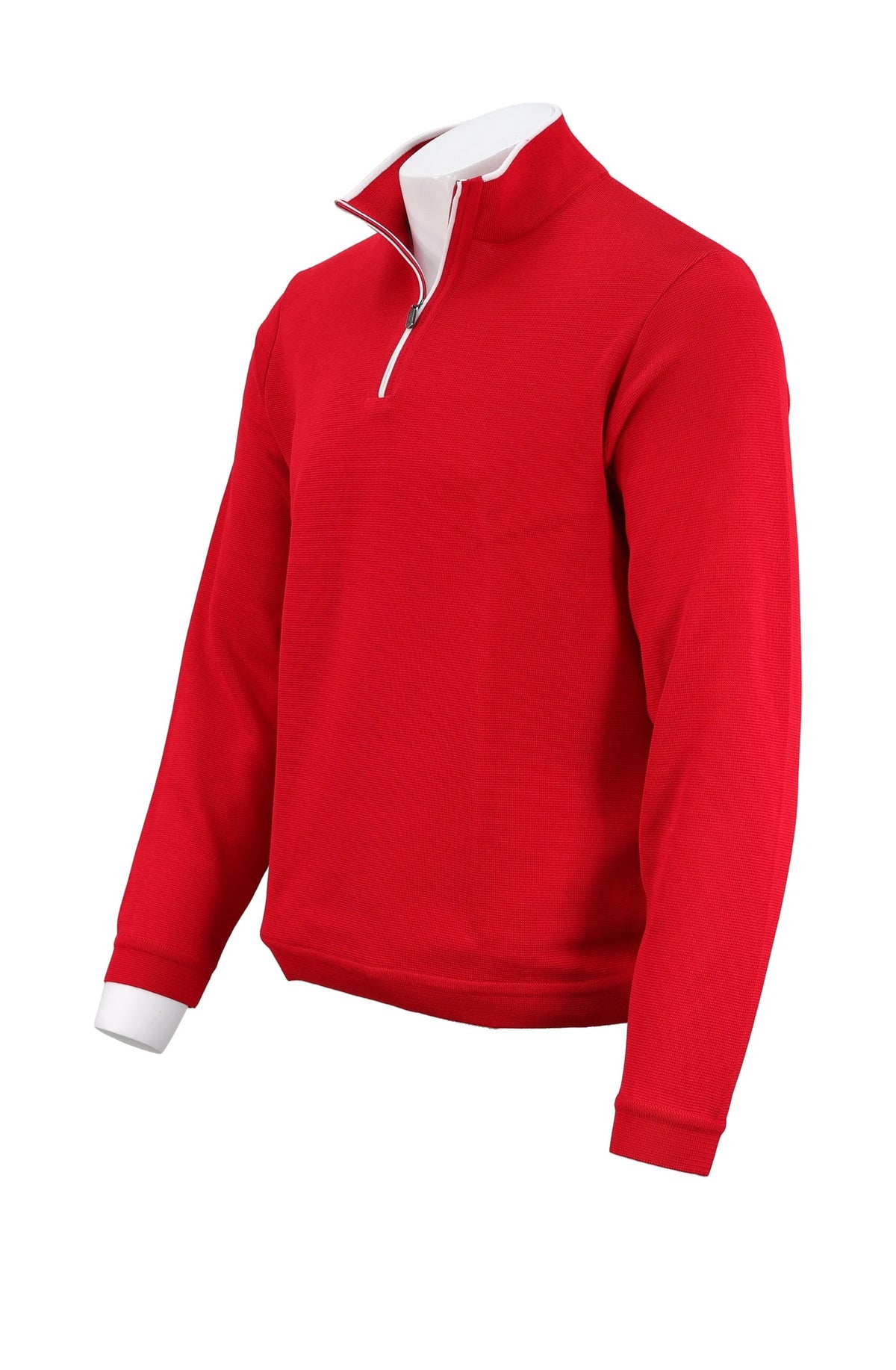 St. Croix - Zip Mock with Tipping - Mens Sweater - Mondo Uomo - Red/White - 4419 - Side View