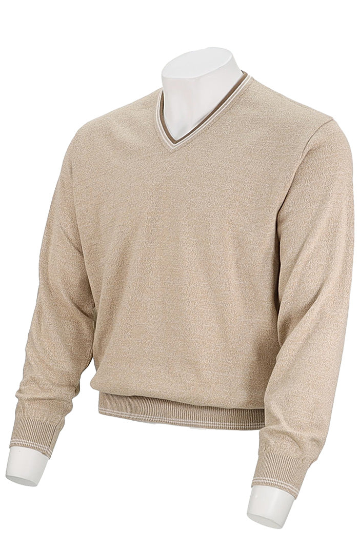 St. Croix V-Neck with Trim Brown Twist