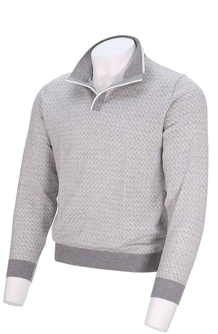 St. Croix Open Mock Wool Sweater - Grey