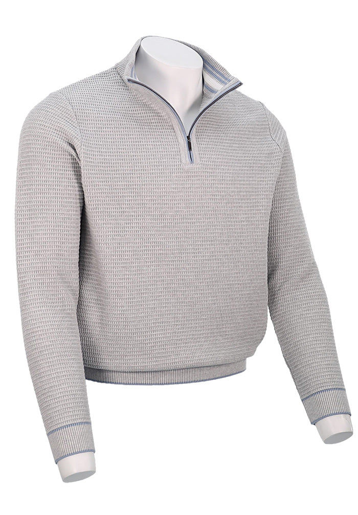 St. Croix Long Sleeve Zip Mock, LT GREY MARL