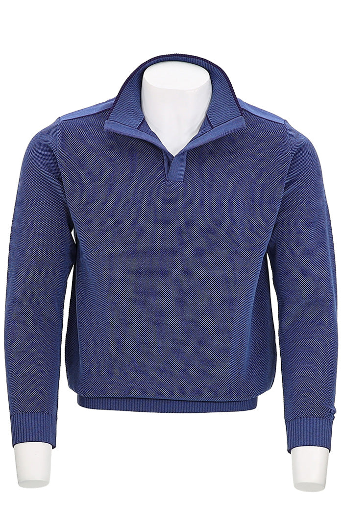 St. Croix Open Mock Crystal Stitch Sweater Royal Blue