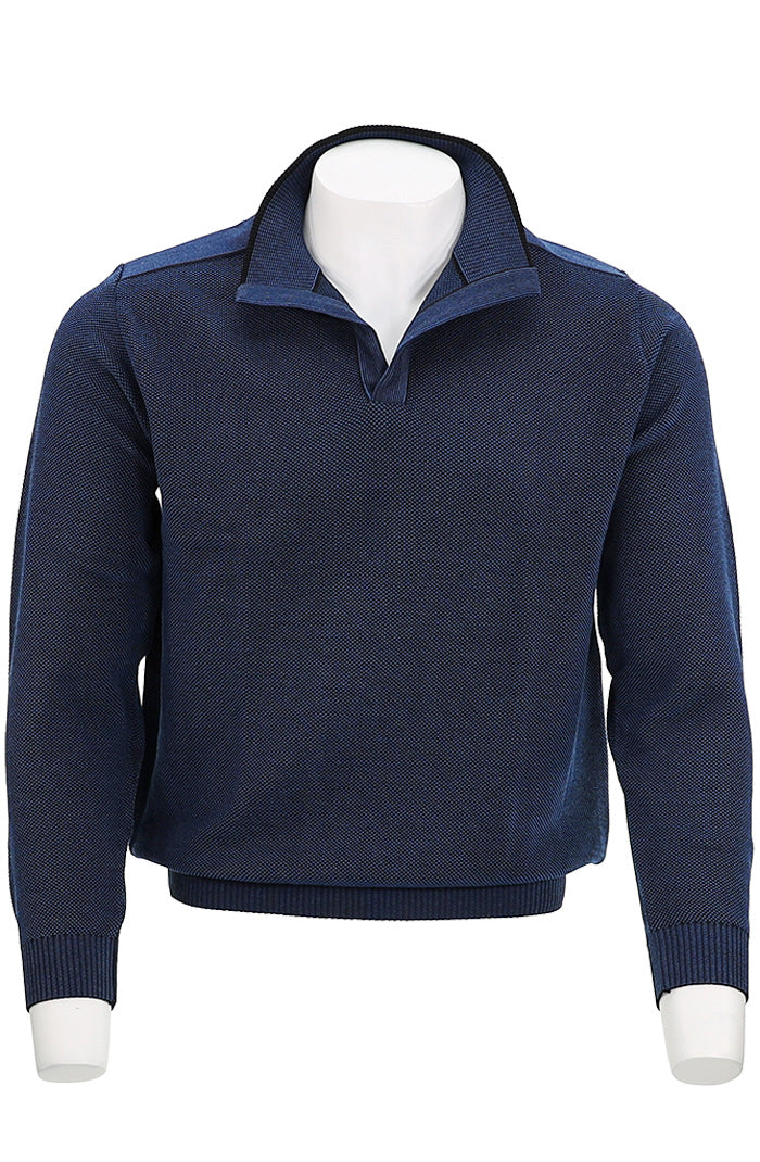 St. Croix Open Mock Crystal Stitch Sweater Black/Navy