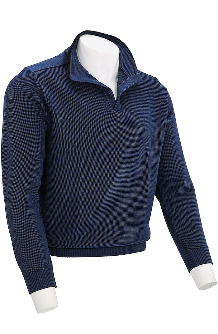 St. Croix Open Mock Crystal Stitch Sweater Black/Navy