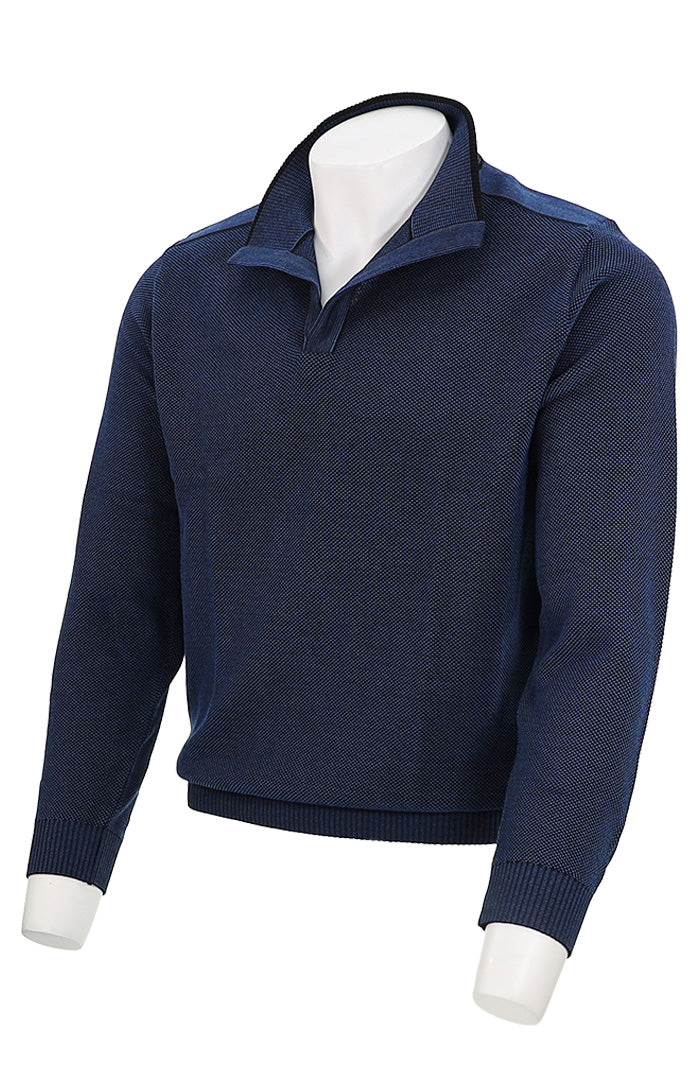 St. Croix Open Mock Crystal Stitch Sweater Black/Navy