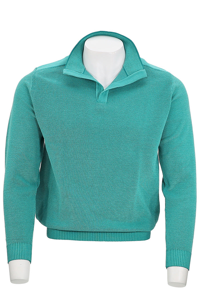 St. Croix Open Mock Crystal Stitch Sweater Jade