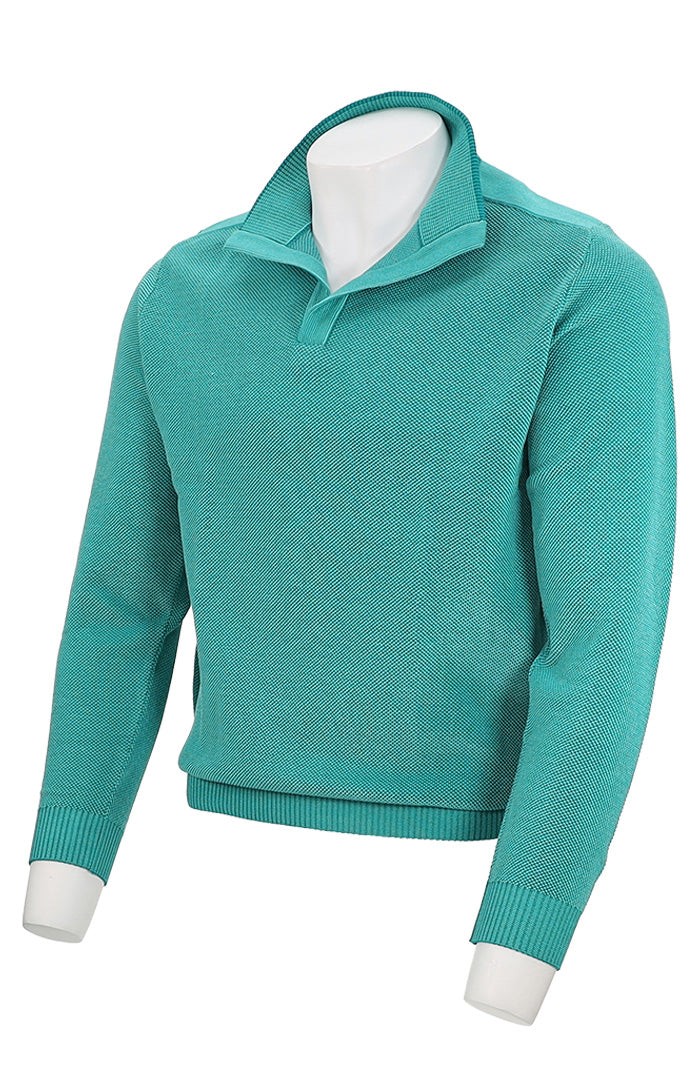 St. Croix Open Mock Crystal Stitch Sweater Jade