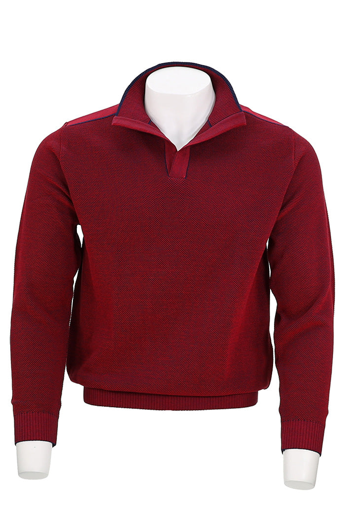 St. Croix Open Mock Crystal Stitch Sweater Red