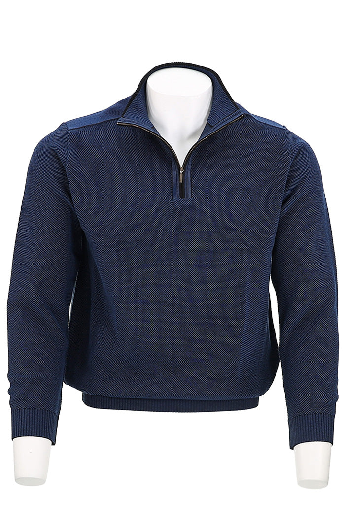 St. Croix Zip Mock Crystal Stitch Black/Navy