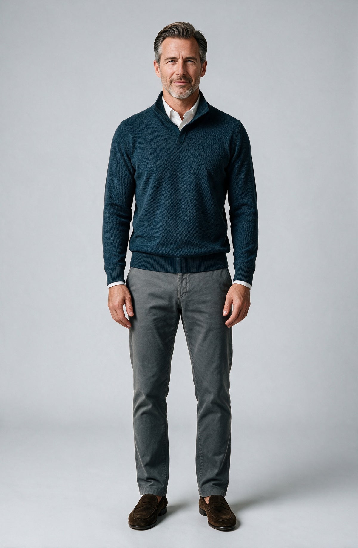 St. Croix - Open Mock Crystal Stitch Sweater - Mens Sweater - Mondo Uomo - Sapphire - 4943 - Shown on Model