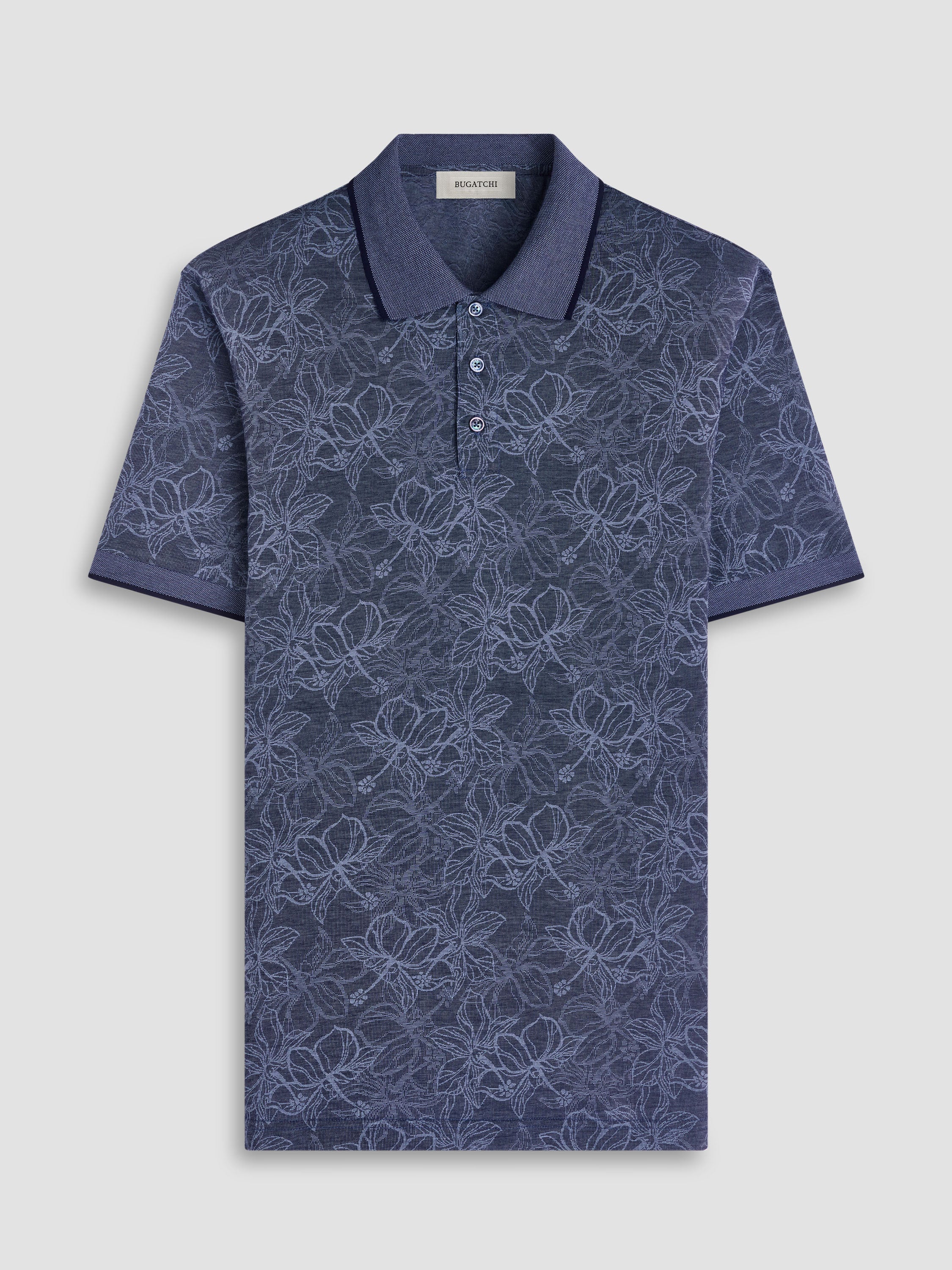 Bugatchi S/S 3 Button Polo, Navy