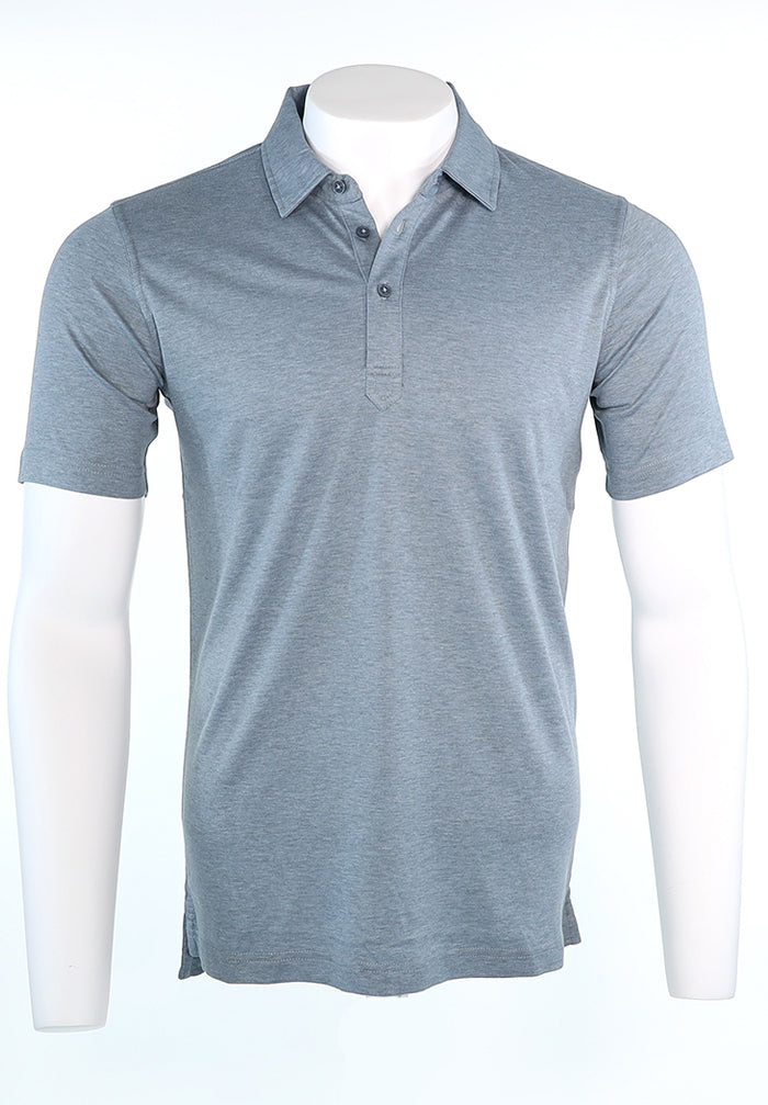 Raffi Aqua Cotton Sherwood Polo in Storm | Mondo Uomo Naples FL #Color_Storm