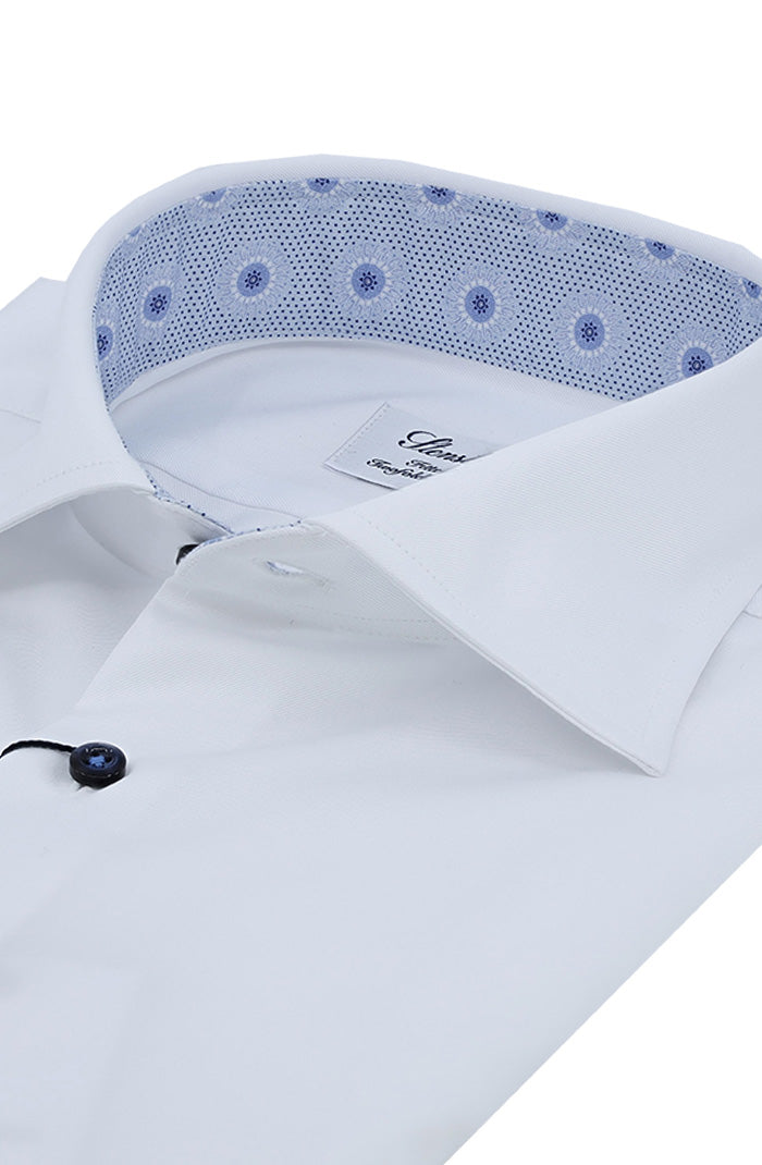 White Contrast Twill Shirt