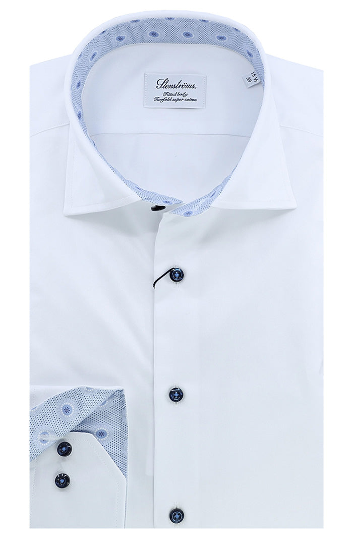 White Contrast Twill Shirt