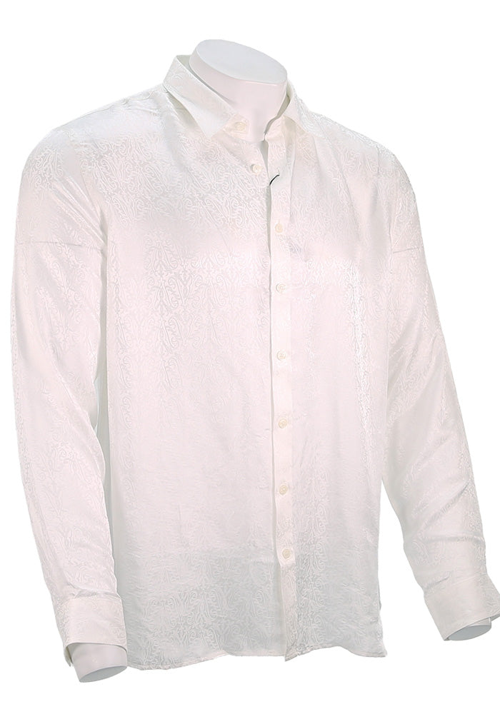 John Varvatos - Silk Jacquard Shirt - White - W777W25 - Side View - Mondo Uomo