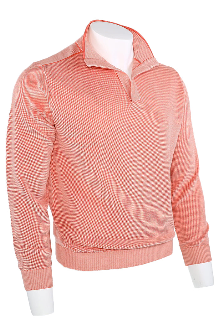 St. Croix Open Mock Crystal Stitch Sweater, WATERMELON/WHTE