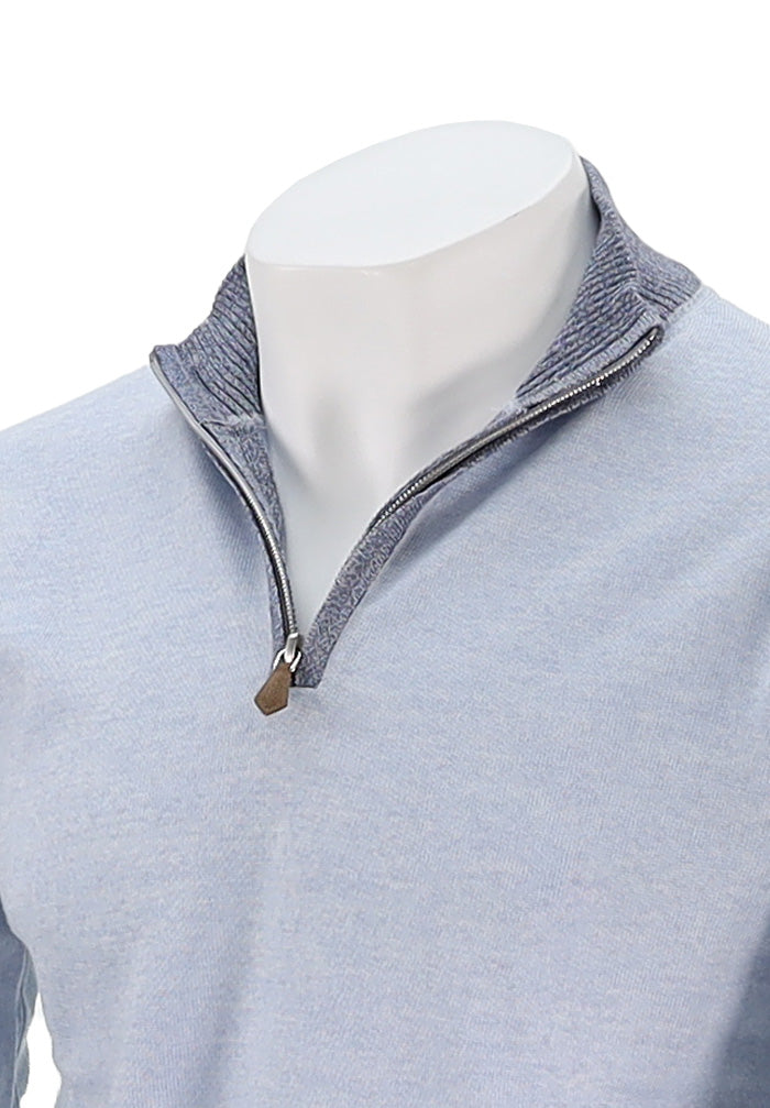 Merino Wool Half Zip Sweater | Light Blue