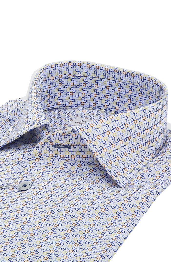 Marcello Multi-Color Geometric Long Sleeve Shirt For Men W026R