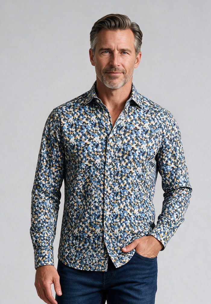 Cotton Poplin Printed Shirt — model detail