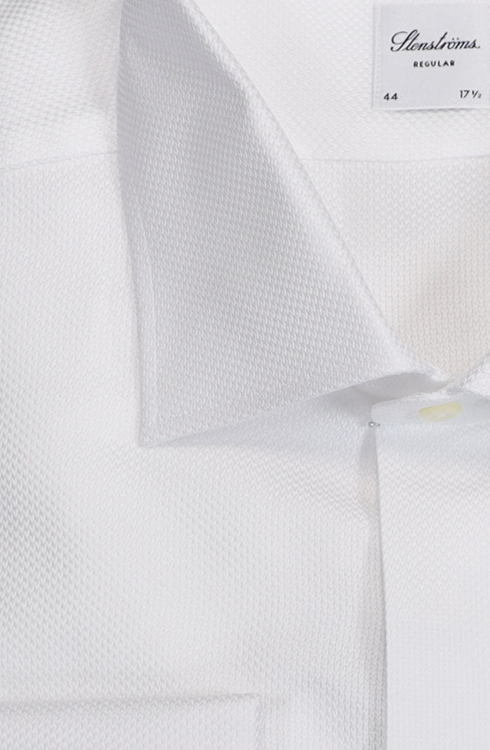 Stenstroms Hidden Placket Textured Tuxedo Shirt, White