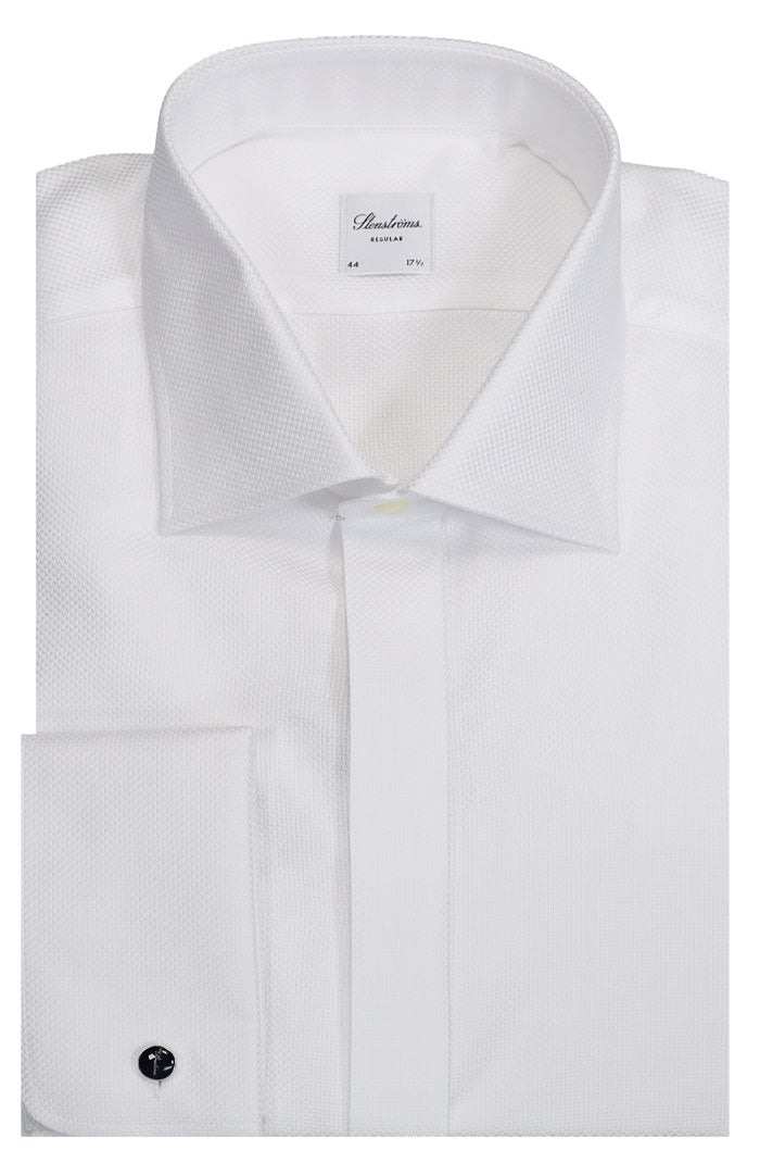 Stenstroms Hidden Placket Textured Tuxedo Shirt, White