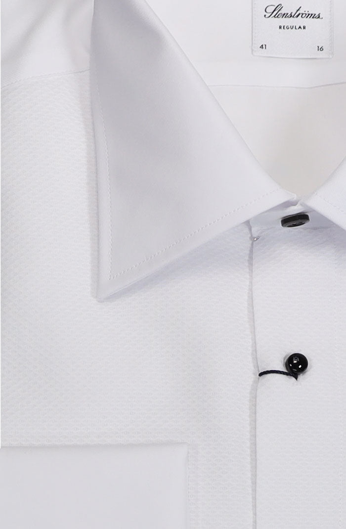 Stenstroms Pique Stud Front Tuxedo Shirt, White