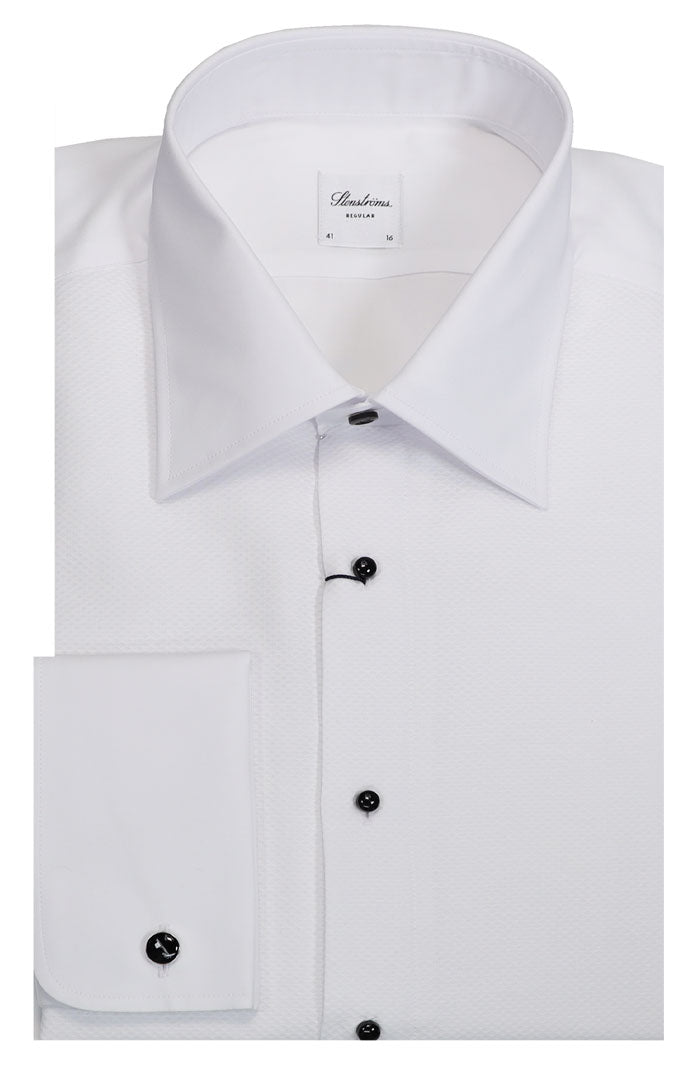 Stenstroms Pique Stud Front Tuxedo Shirt, White