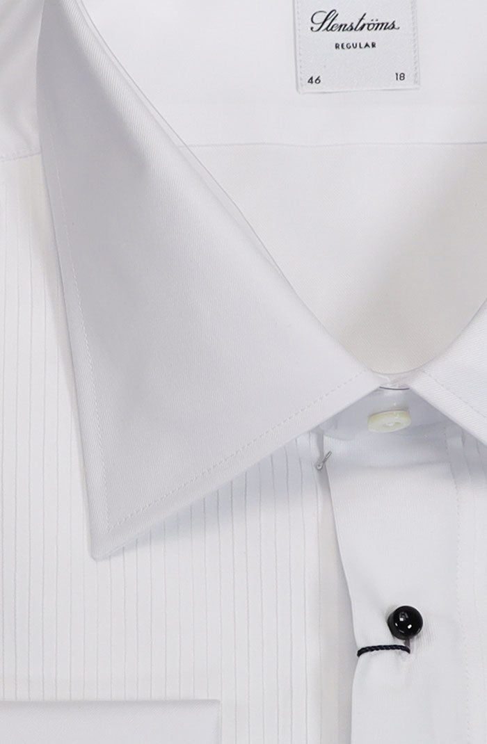 Stenstroms Open Pleat Stud Front Tuxedo Shirt, White