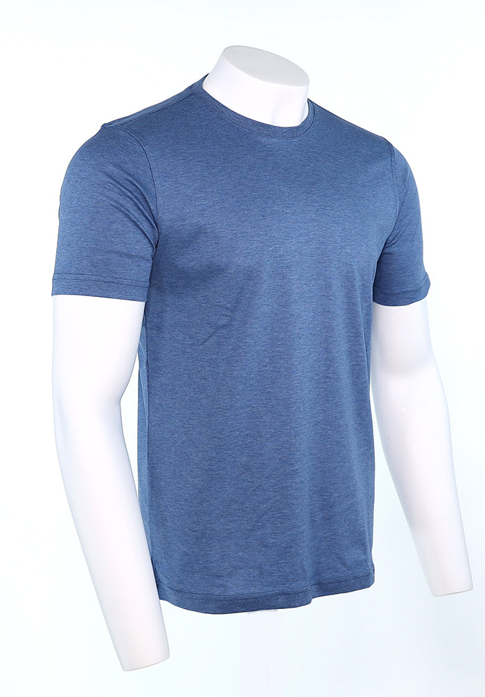 Raffi Aqua Cotton Lafayette Crew Neck Tee in Jean – view 3 #Color_Jean