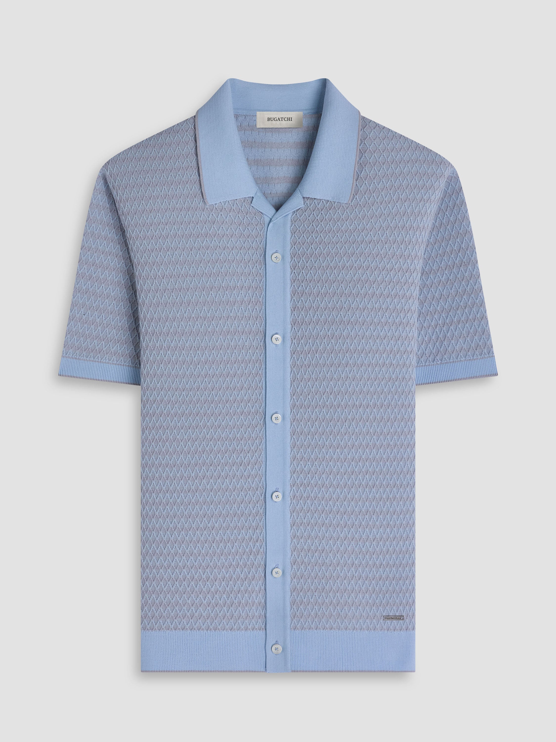 Bugatchi S/S Full Button Shirt, Hazy Blue