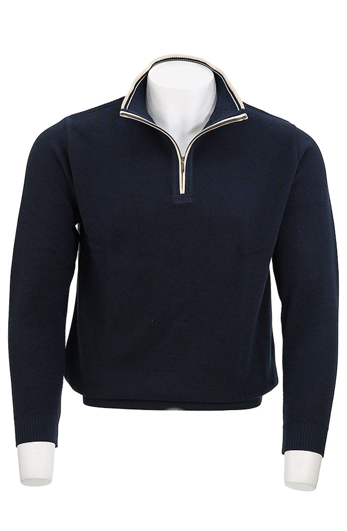 St. Croix Crystal Stitch Zip Mock | Navy