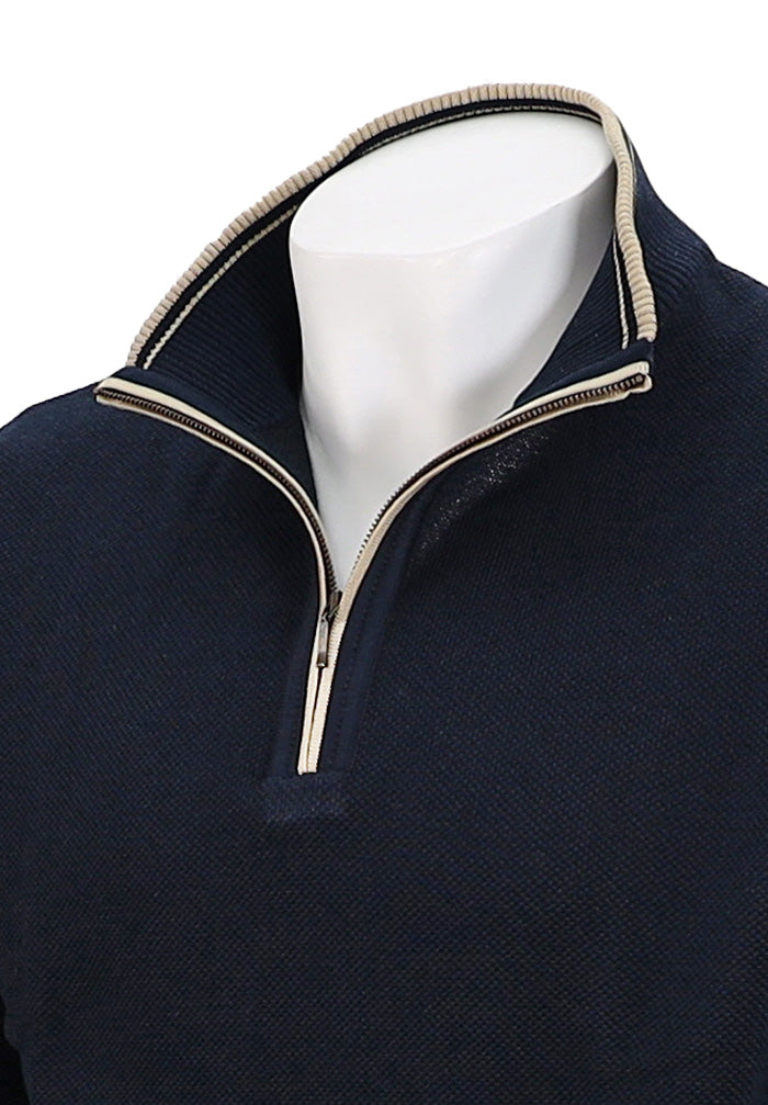 St. Croix Crystal Stitch Zip Mock | Navy