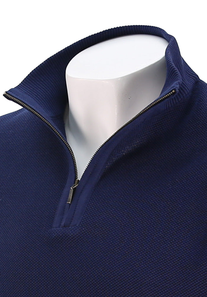 St. Croix Zip Mock Crystal Stitch Sweater, LIGHT NAVY