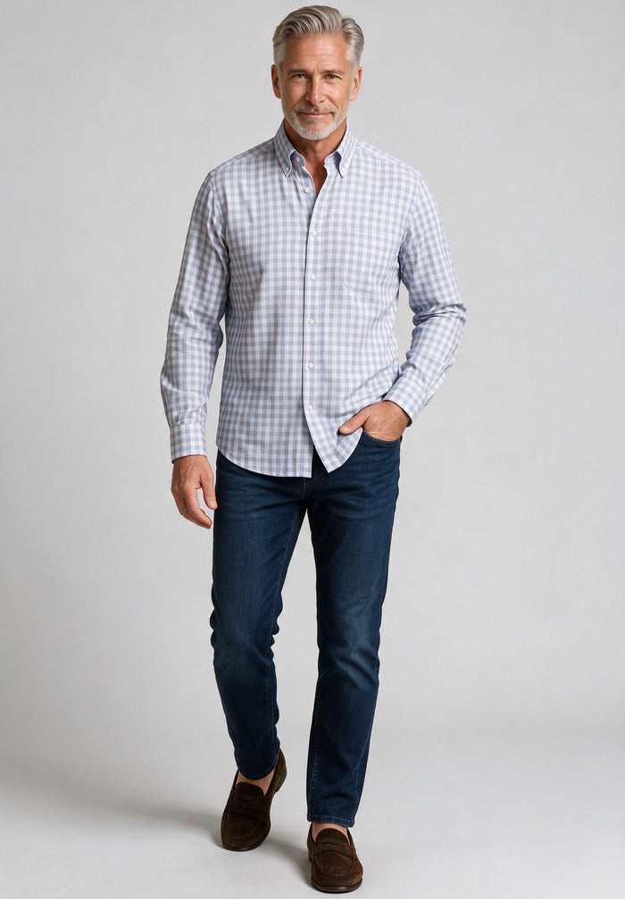 Riviera Cotton Shirt — worn with denim