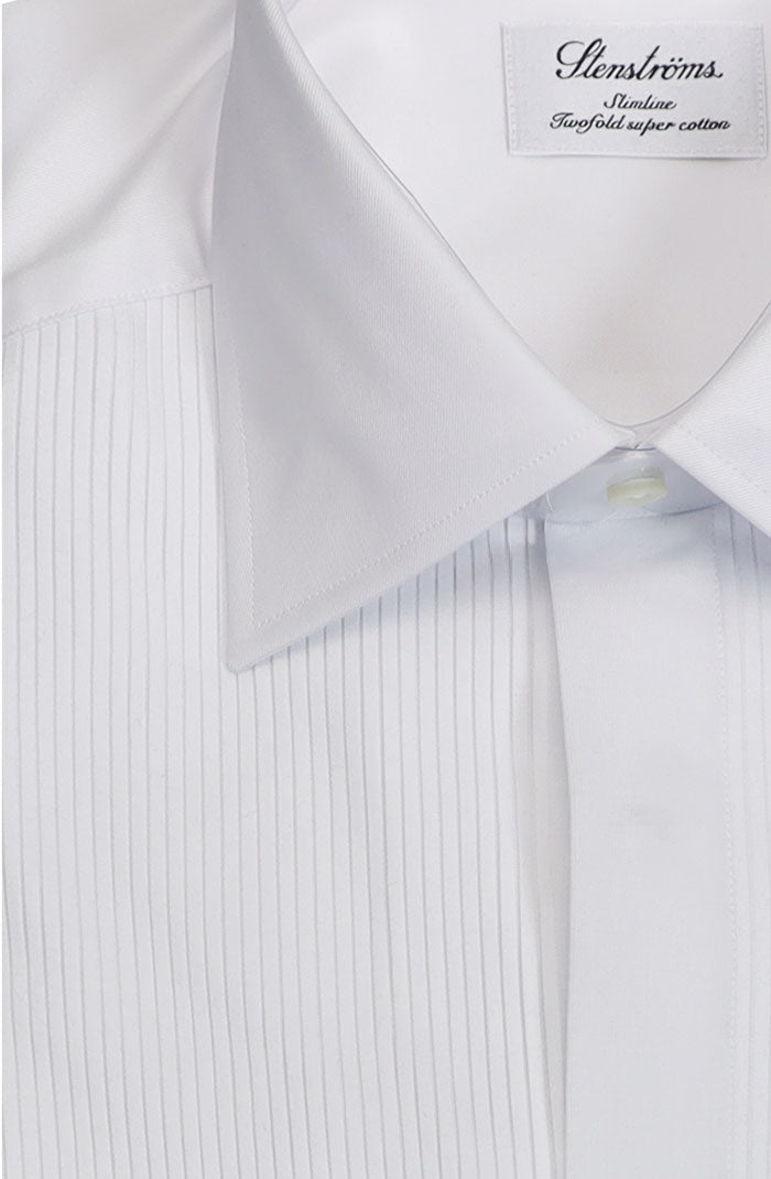 Stenstroms Pleated Front Hidden Placket Tuxedo Shirt, White