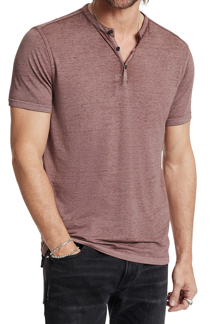 Duke Short Sleeve Henley | Worn Mauve