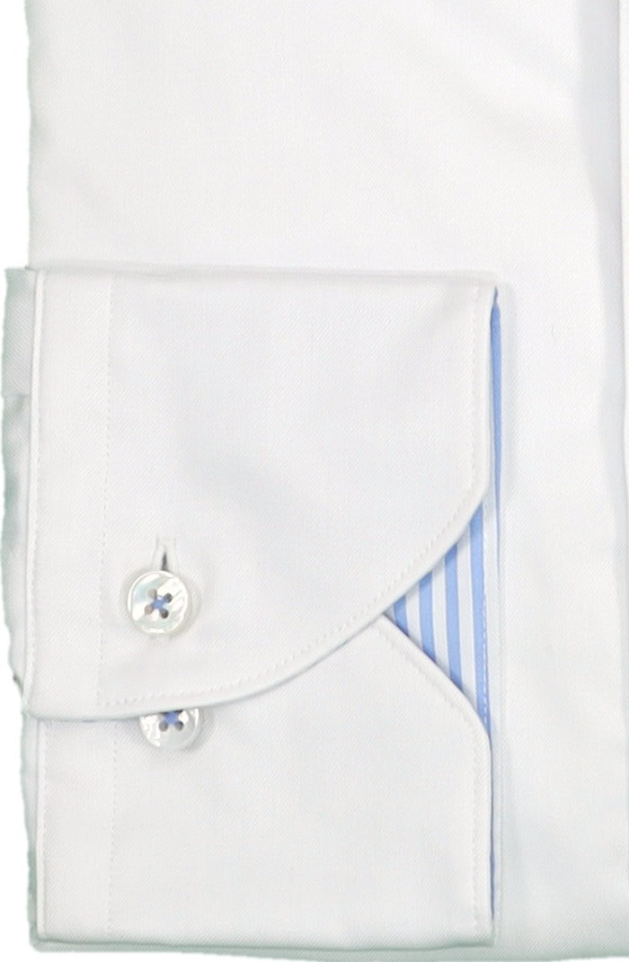 Stenstroms Twill Shirt with Blue Stripe Trim, White – cuff
