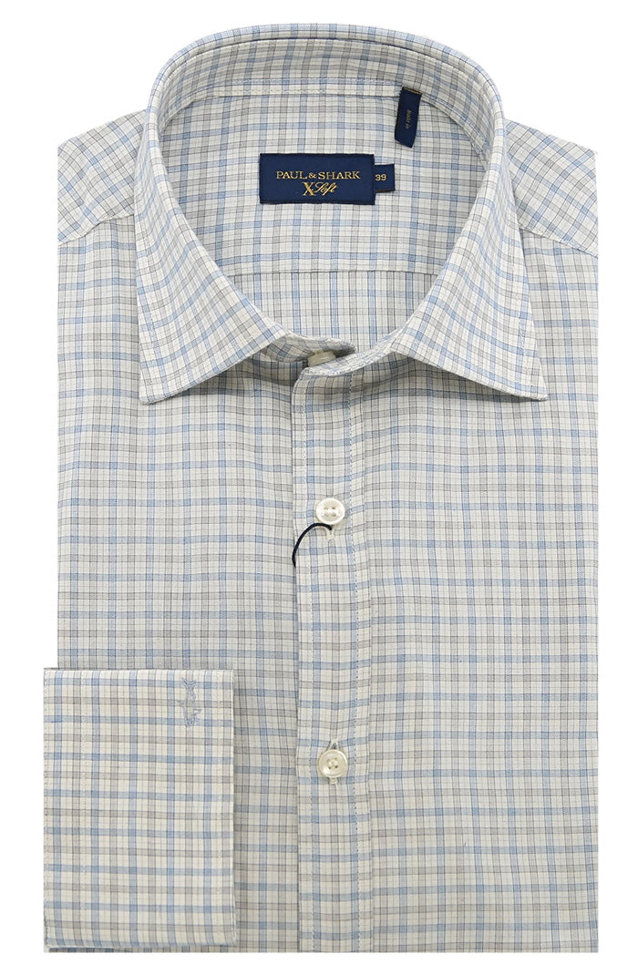 Paul & Shark Xsoft cotton lyocell shirt For Men in Beige, Blue And White - Mondo Uomo