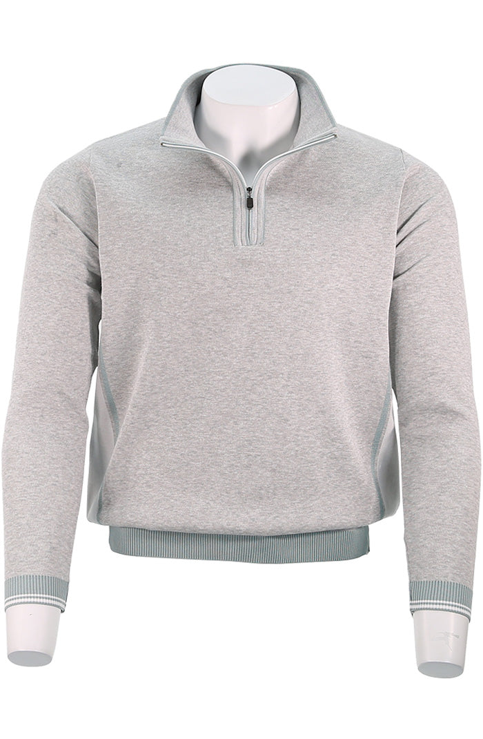 St. Croix Accent Zip Mock, LT GREY MARL
