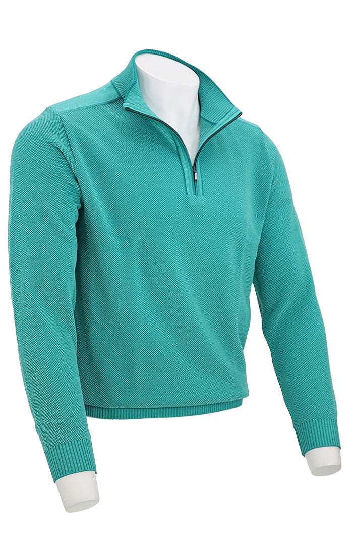 St. Croix Zip Mock Crystal Stitch, JADE/TURQUOISe