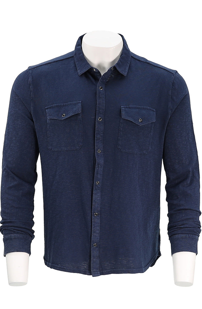 Arvon Long Sleeve Knit Western Shirt | Pacific Blue