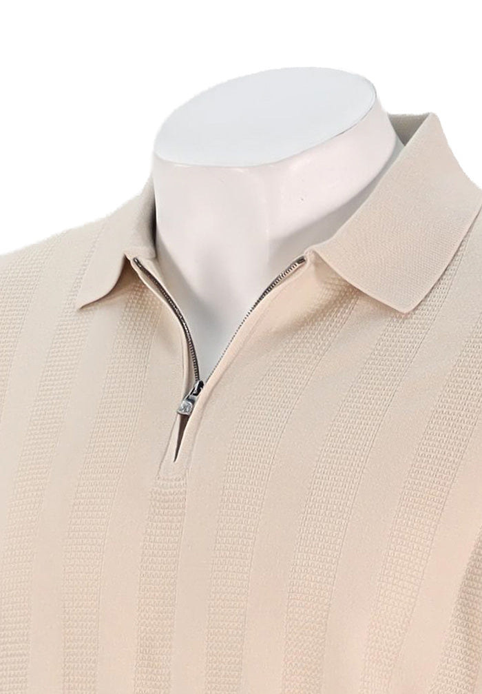 Corneliani Zipper Knit Polo, Ivory