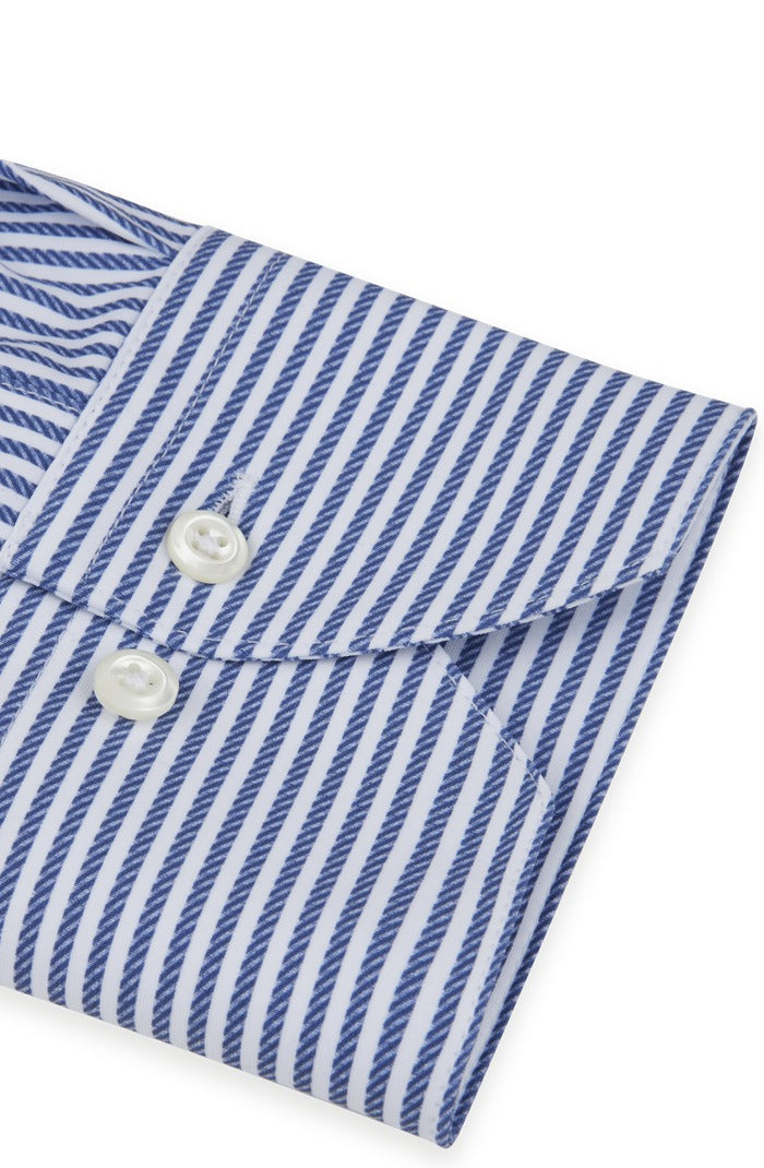 Stenstroms Slimline Striped Active Stretch Shirt, Dark Blue – cuff