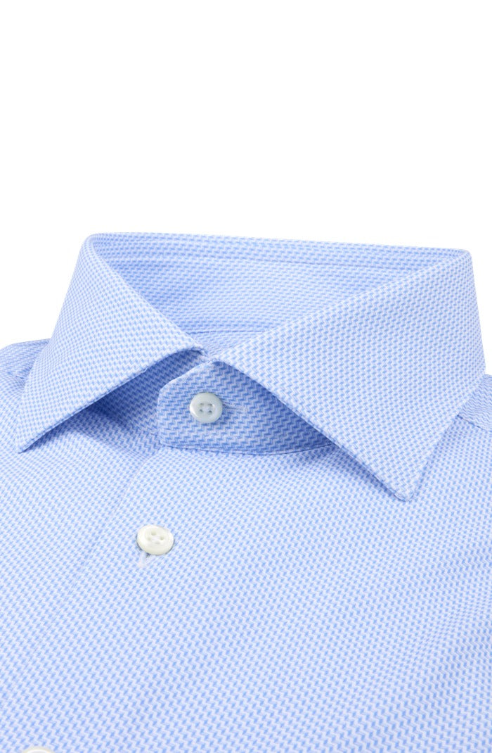 Stenstroms Slimline Active Stretch Shirt, Blue Pattern – collar