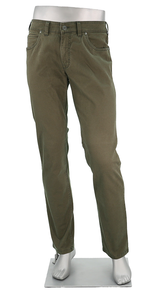 Gardeur Bill Solid Cotton Pant | Olive